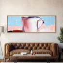 Enamel Mug Painting, Rustic Kitchen Art, Pastel Coffee Print, Still Life, Large Canvas Print, Modern Home Decor, Cozy Wall Art