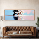 Winter Tree Reflection, Snowy Landscape Print, Serene Nature Art, Pastel Painting, Large Canvas Print, Minimalist Home Decor, Office Art