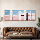White Fence, Pastel Horizon, Modern Country Art, Minimalist Home Decor, Canvas Print, Farmhouse Wall Art, Soft Neutral Tones, Elegant Art