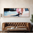 Seaside Elegance, Soft Beach Vibes, Ocean Walk Art, Framed Canvas Print, Feminine Coastal Decor, Seascape Painting, Summer Aesthetic