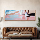 Beach Walk, Coastal Serenity, Minimalist Seaside Decor, Framed Canvas Print, Ocean Aesthetic, Relaxing Artwork, Living Room Wall Art