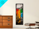 Colorful Abstract Landscape, Mountain Wall Art, Bright Textured Painting, Bold Statement Art, Living Room Decor, Framed Canvas Print