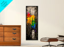 Rainbow Forest, Abstract Trees, Dark Woodland, Canvas Print, Vibrant Nature Art, Boho Home Decor, Fall Wall Artwork