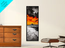 Volcanic Sunset, Fiery Sky, Abstract Mountain, Dramatic Art, Framed Canvas Print, Statement Wall Art, Bold Living Room Decor