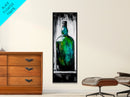 Green Glass Bottle, Modern Still Life, Minimalist Art, Contemporary Home Decor, Framed Canvas Print, Kitchen Wall Art, Vibrant Artwork