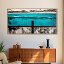 Geometric Waves, Abstract Ocean Art, Canvas Print, Contemporary Minimalist Painting, Blue Wall Decor, Large Modern Art