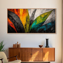 Abstract Leaves, Tropical, Colors, Framed Canvas Print, Boho Wall Art, Botanical Home Decor, Vibrant Living Room Art, Nature Inspired