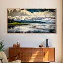 River Reflection, Scenic Water View, Serene Landscape, Framed Canvas Print, Large Nature Art, Modern Home Decor, Bedroom Wall Art