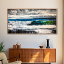 Ocean Waves, Blue and Green, Framed Canvas Print, Beach House Decor, Nautical Wall Art, Large Wall Art, Coastal Living, Modern Seascape