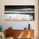 Stormy Beach, Coastal Landscape, Black and White Ocean Art, Moody Seascape, Nautical Home Decor, Modern Minimalist Art, Canvas Print