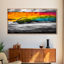 Colorful Wave, Tropical Sunset, Surf Art, Canvas Print, Beach Wall Art, Coastal Decor, Vibrant Ocean Painting, Framed Canvas Print, Large Wall Art