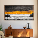 Sunset Over Ocean, Dramatic Sky, Coastal Landscape, Minimalist Wall Art, Beach Home Decor, Framed Canvas Print, Large Statement Art