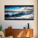 Ocean Wave, Blue Water, Wall Art, Framed Canvas Print, Coastal Decor, Large Beach Print, Nautical Art, Living Room Wall Art