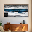Ocean Waves, Moody, Blue, Coastal, Framed Canvas Print, Seascape Painting, Beach House Decor, Nautical Wall Art, Large Wall Art