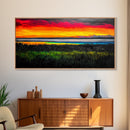 Colorful Sunset, Ocean Horizon, Bright Abstract, Vibrant Beach Art, Contemporary Landscape, Statement Piece, Canvas Print