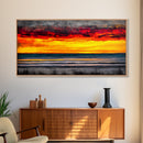 Sunset Beach, Ocean Art, Coastal Landscape, Modern Canvas Print, Boho Wall Art, Vibrant Seascape, Living Room Decor, Bold Art