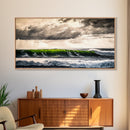Green Wave, Stormy Ocean, Dramatic Canvas Print, Coastal Wall Art, Surfing Art, Minimalist Waves, Office Decor, Modern Seascape