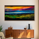 Mountain Sunset, Vibrant Colorful Sky, Nature Painting, Canvas Print, Boho Wall Art, Living Room Wall Art, Large Landscape Decor