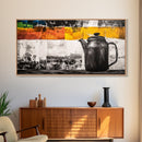 Retro Coffee Pot, Black and White Kitchen Art, Industrial Style, Canvas Print, Rustic Coffee Decor, Dining Room Wall Art, Barista Gift