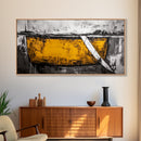 Minimalist Abstract, Yellow Black Art, Industrial Wall Decor, Urban Loft Accent, Framed Canvas Print, Modern Home Office Art