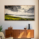 Seaside Serenity, Stormy Ocean, Beach Wall Art, Nature Inspired Decor, Moody Coastal Scene, Yellow Grass, Living Room Artwork, Canvas Print
