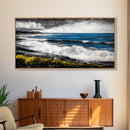 Tropical Shore, Emerald Waters, Stormy Sky, Canvas Print, Coastal Wall Art, Beach House Decor, Ocean Painting, Living Room Artwork