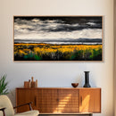 Moody Landscape Painting, Autumn Field Art, Dark Sky Nature Wall Decor, Rustic Country Home Art, Earthy Farmhouse Style, Canvas Print