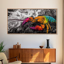 Rainbow Lobster, Colorful Crustacean, Bold Marine Art, Framed Canvas Print, Kitchen Decor, Vibrant Wall Art, Nautical Statement Piece