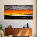 Sunset Glow, Dramatic Sky, Scenic Landscape, Bold Colors, Rustic Nature, Framed Canvas Print, Fall Decor, Living Room Wall Art