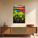 Colorful Prairie, Abstract Fields, Bright Wildflowers, Framed Canvas Print, Vibrant Wall Art, Boho Home Decor, Living Room Statement
