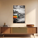 Rustic Seaside, Colorful Coastal Art, Nautical Wall Decor, Vibrant Fishing Village, Seascape Painting, Living Room Art, Canvas Print