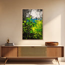 Vibrant Foliage, Green Leaves, Nature Painting, Abstract Landscape, Framed Canvas Print, Botanical Art, Boho Decor, Bedroom Wall Art