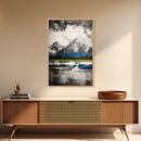 Mountain Reflections, Ice Peaks, Nature Landscape, Serene Wilderness, Canvas Print, Adventure Art, Cabin Decor, Living Room Wall Art