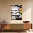 Palm Tree, Coastal Abstract, Beach Landscape, Framed Canvas Print, Tropical Wall Art, Black and White Painting, Modern Home Decor