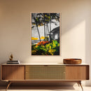 Palm Trees, Beach House, Tropical Sunset, Framed Canvas Print, Coastal Wall Art, Boho Art, Bedroom Wall Art, Vacation Vibes