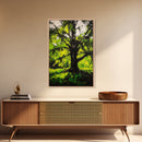 Majestic Tree, Forest Green, Nature Inspired, Framed Canvas Print, Botanical Wall Art, Office Wall Decor, Boho Landscape