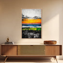 Vibrant Sunset, Ocean Horizon, Dramatic Sky, Framed Canvas Print, Coastal Home Decor, Living Room Wall Art, Abstract Art