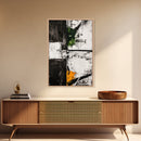 Greenery Abstract Painting, Textured Black White Art, Canvas Print, Minimalist Wall Art, Living Room Decor, Modern Home Accent