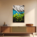 Geometric Abstract Design, Black White Green, Canvas Print, Industrial Wall Art, Contemporary Office Decor, Bold Minimalist Painting
