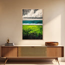 Coastal Landscape Art, Green Blue Ocean, Canvas Print, Serene Beach Wall Decor, Minimalist Nature Painting, Tranquil Home Accent