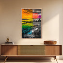 Vibrant Sunset, Colorful Landscape, Bold Abstract Art, Nature Inspired, Modern Painting, Framed Canvas Print, Living Room Wall Decor
