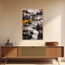 Mountain Path, Black and White Landscape, Dramatic Nature Painting, Wilderness Wall Art, Framed Canvas Print, Rustic Lodge or Office Decor