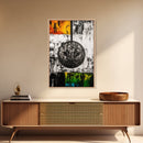 Military Emblem, Abstract, Grunge Art, Symbolic Print, Framed Canvas Print, Office Wall Decor, Patriotic Art, Industrial Style