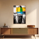 Abstract Surfboard, Colorful Beach Art, Modern Coastal Decor, Surfer Gift, Framed Canvas Print, Boho Wall Art, Bedroom Wall Art