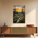 Mountain Sunset, Wilderness Landscape, Nature Wall Art, Outdoor Adventure Print, Framed Canvas Print, Living Room Decor, Cabin Aesthetic