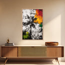 Black and White Flower, Abstract Floral Art, Bold Modern Decor, Minimalist Botanical Framed Canvas Print, Contemporary Bedroom Wall Art