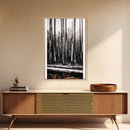 Forest Landscape, Black and White Tree Art, Moody Woodland Scene, Rustic Nature Wall Decor, Cabin Home Artwork, Framed Canvas Print
