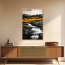 Golden Meadow, Nature Landscape, Rustic Wall Art, Framed Canvas Print, Country Farmhouse Decor, Waterfall Painting, Fall Vibes