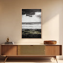 Stormy Beach, Coastal Wall Art, Black White Ocean, Framed Canvas Print, Dramatic Seascape, Nautical Home Decor, Modern Minimalist