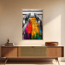 Dock, colorful, abstract, ocean, Canvas Print, nautical decor, coastal art, living room wall art, rustic boho painting, beach house wall art